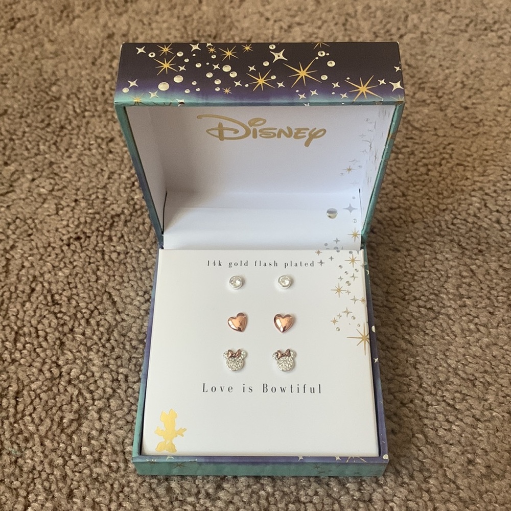 Disney Minnie Mouse 14k Gold Flash Plated Earrings